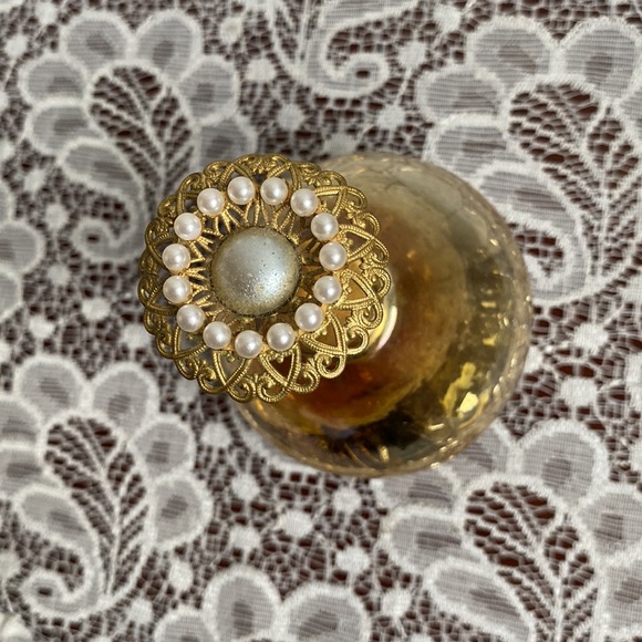 HolmSpray Perfume Diffuser Atomizer Gold Crackle Leaf with Pearl accents Patina - Picture 5 of 7